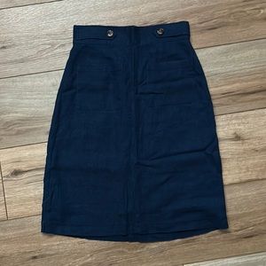 Blue Pencil Skirt with Pockets